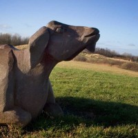 A cow carved out of rock